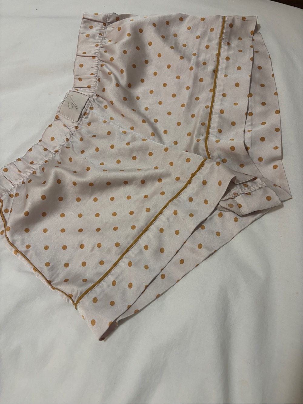 Victoria's Secret Cream Satin Sleep Shorts with Polka Dots